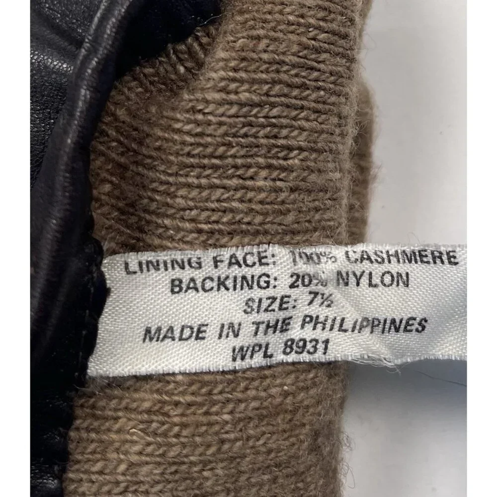 VTG Womens Size 7.5 Brown Genuine Leather Cashmere Lined GLOVES WPL 8931 EUC